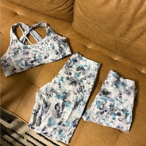 Blue and Gray Tie-Dye Activewear Set